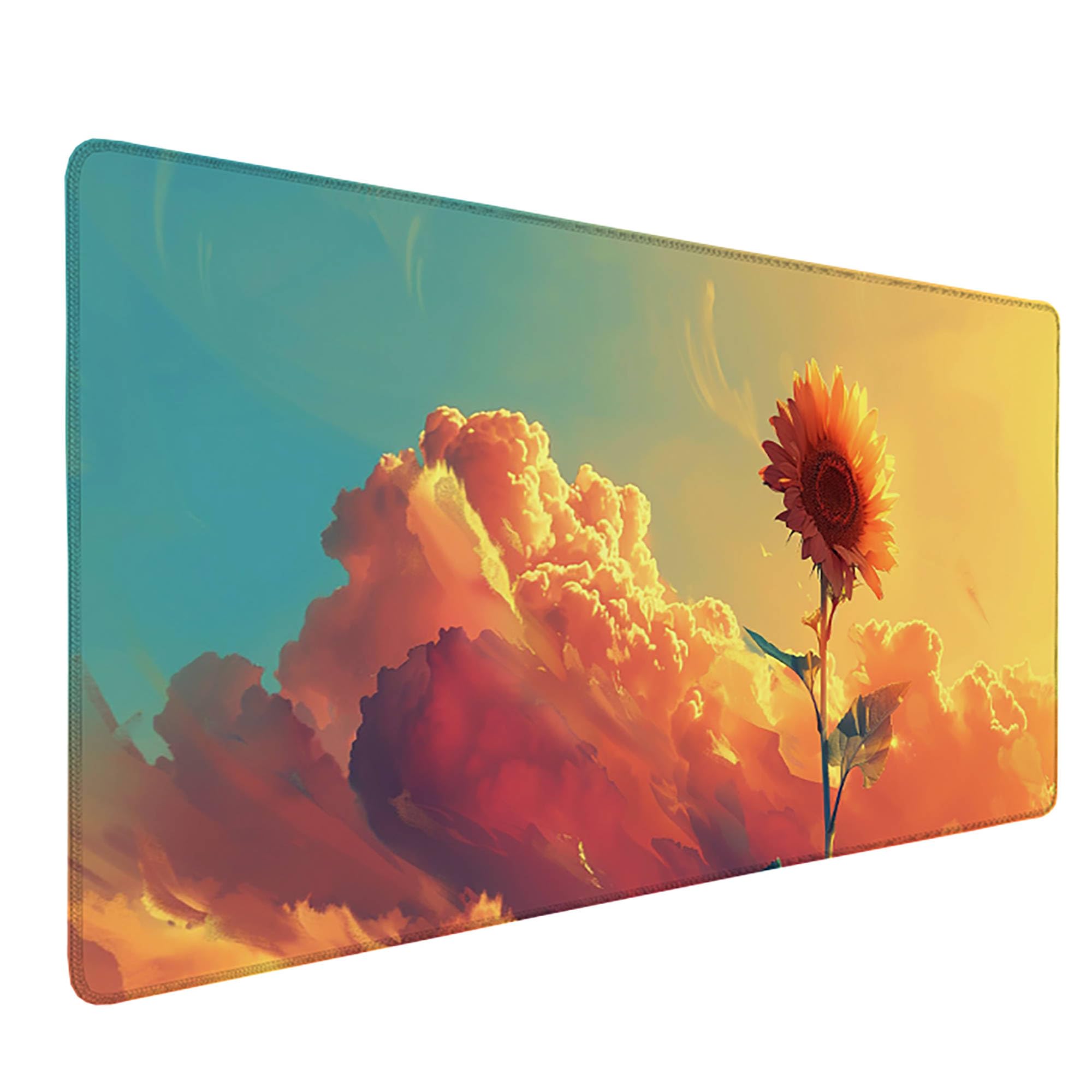 Żółta podkładka pod mysz XXL, podkładka na biurko, 1200 x 600 cm, szyte krawędzie, podkładka pod mysz, gumowa podstawa, słonecznik, podkładka pod mysz, stabilna przyczepność na gładkich