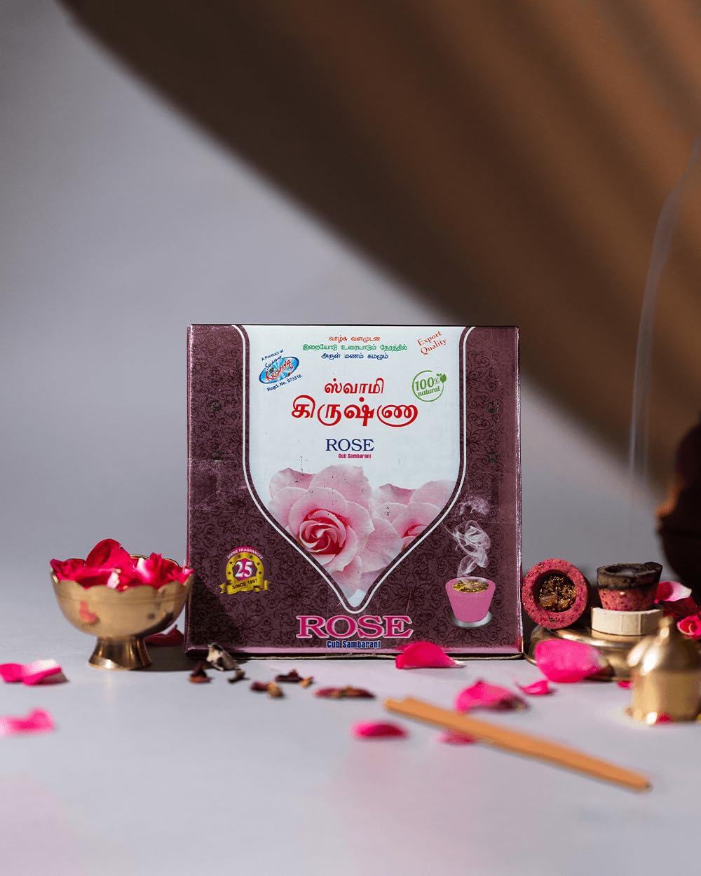 Swamy Krishna Rose Cup Sambrani Dhoop, 100% Natural Charcoal-Free, 36 Pieces with Free Ceramic Holder, Pack of 3-picture-32