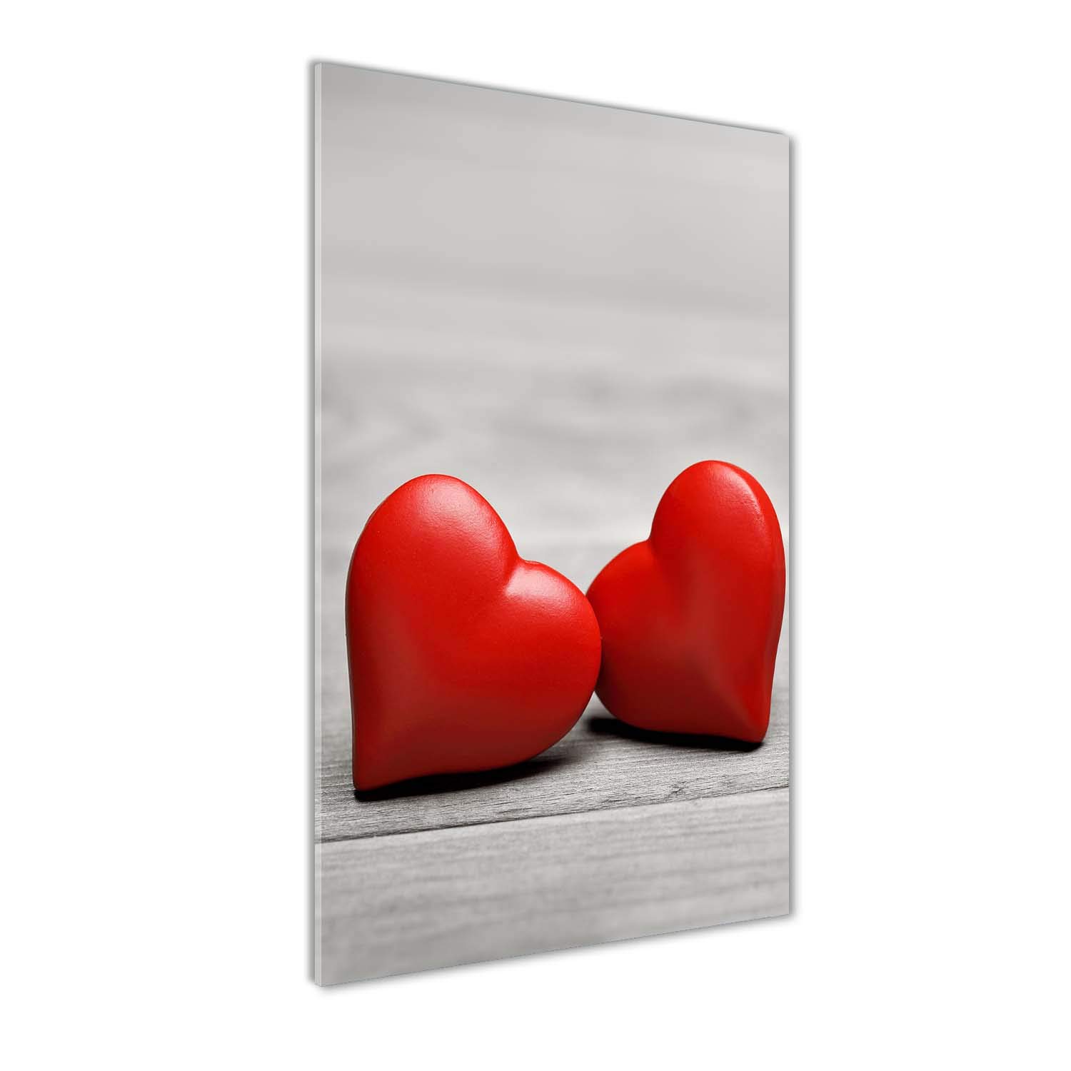 Image sur verre Tulup coeurs sur le bois rouge pour réchauffer l'ambiance de votre salon 60x120