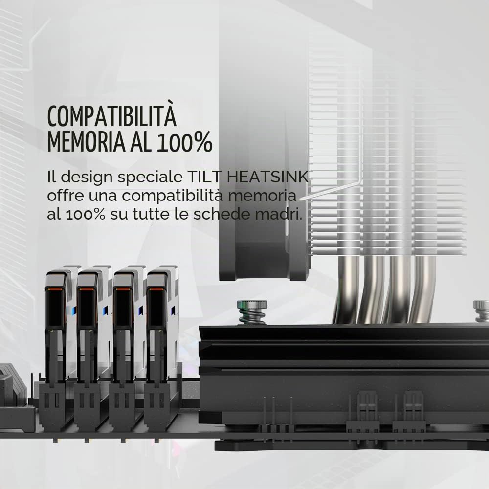 ID-COOLING SE-214-XT ARGB Refrigeratore CPU 4 Heatpipes Refrigeratore Aria CPU ARGB Light Sync con Connettore per Scheda Madre (5V 3-PIN) Ventola CPU per Intel/AMD, Compatibile LGA 1700