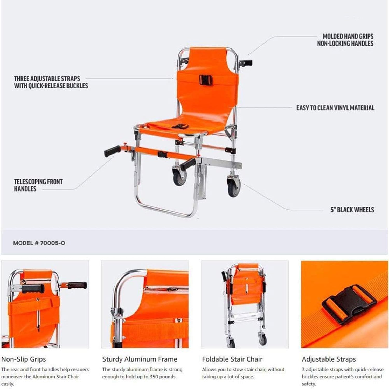 Portátil de Emergencia Rescate Plegable Camilla de Aluminio Silla de la Escalera de Evacuación Silla de Camilla del Bombero Ambulancia