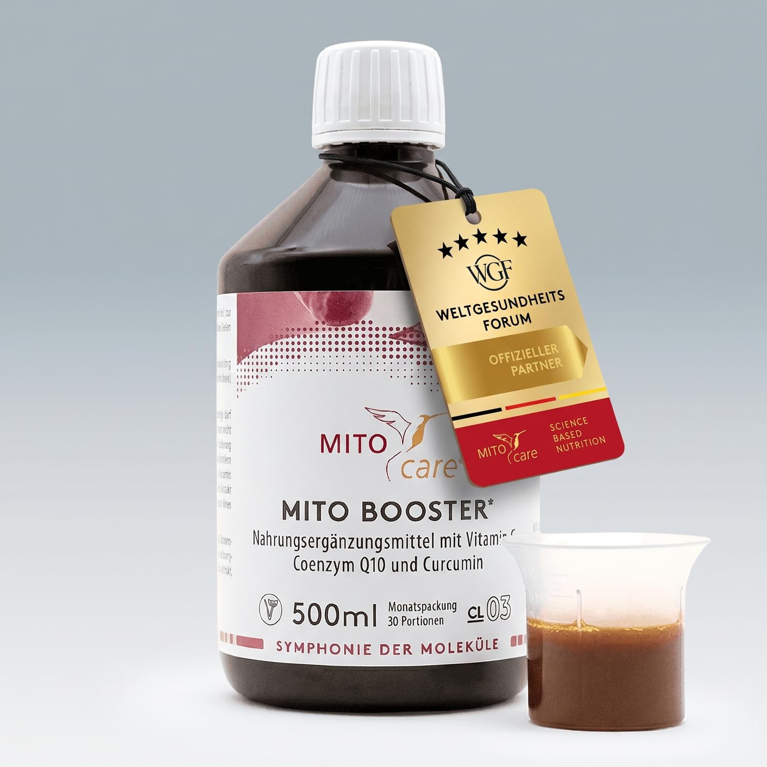 MITOcare MITO Booster - Energiestoffwechsel Kick - Vitamin C hochdosiert + Kurkuma Pulver & Coenzym Q10 - fruchtiger Geschmack - vegan - Monatspackung mit 60 Kapseln - Produziert in Deutschland