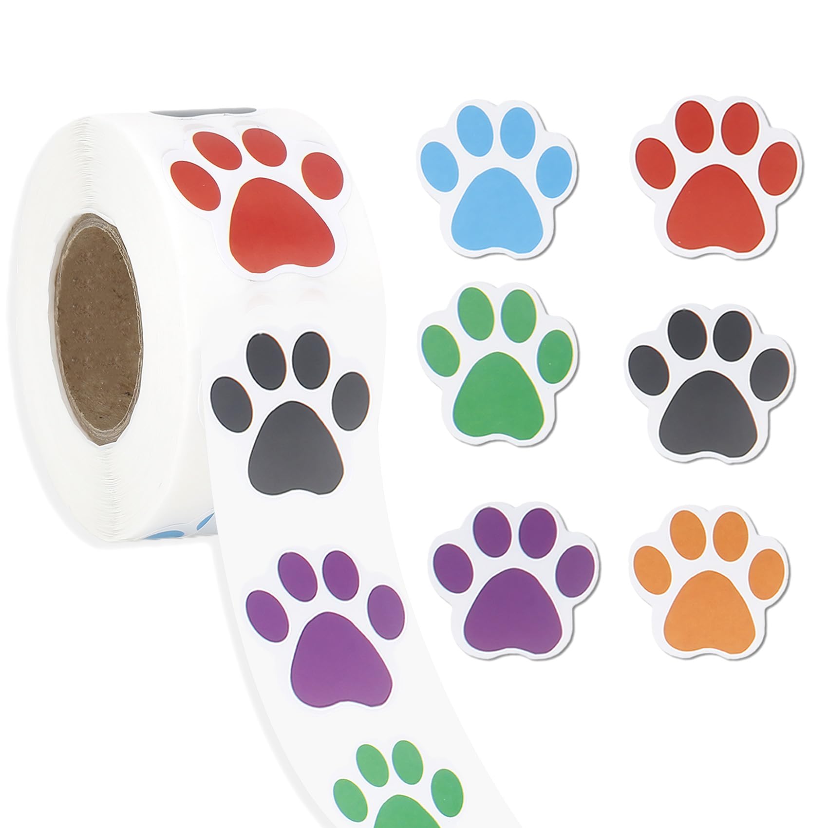 Kolorowe naklejki z motywem łapy psa, 2,5 cm, 500 sztuk, dla dzieci, kreskówkowe naklejki, nagrody, prezenty, koperty, scrapbooking