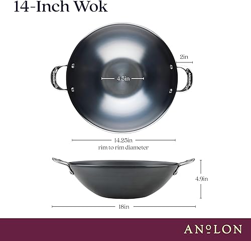 Miniatura 2 de Anolon Everlast N2 - Sartén wokpara saltear de acero al carbono, compatible con todos los tipos de cocina, utensilios de metal seguros, 14 pulgadas