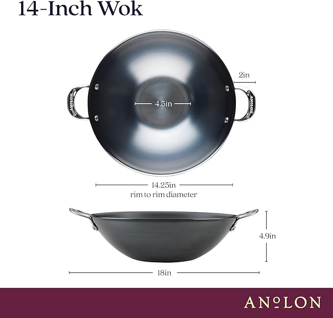 Wok Anolon Everlast N2 Carbon Steel Antiadherente 14 pulgadas Negro miniatura 3