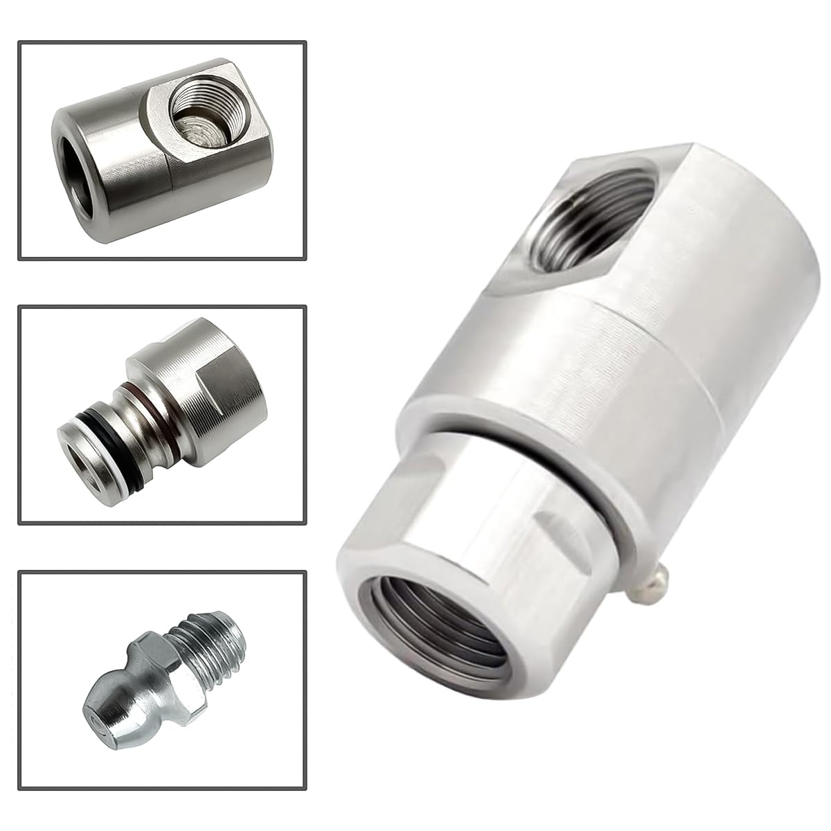 Avvolgitubo girevole da 1/2" in acciaio per impieghi gravosi 5024-Ni-AL FXF con raccordo per grasso, passanti rotanti industriali, filettatura femmina da 1/2" NPT, 5000 PSI