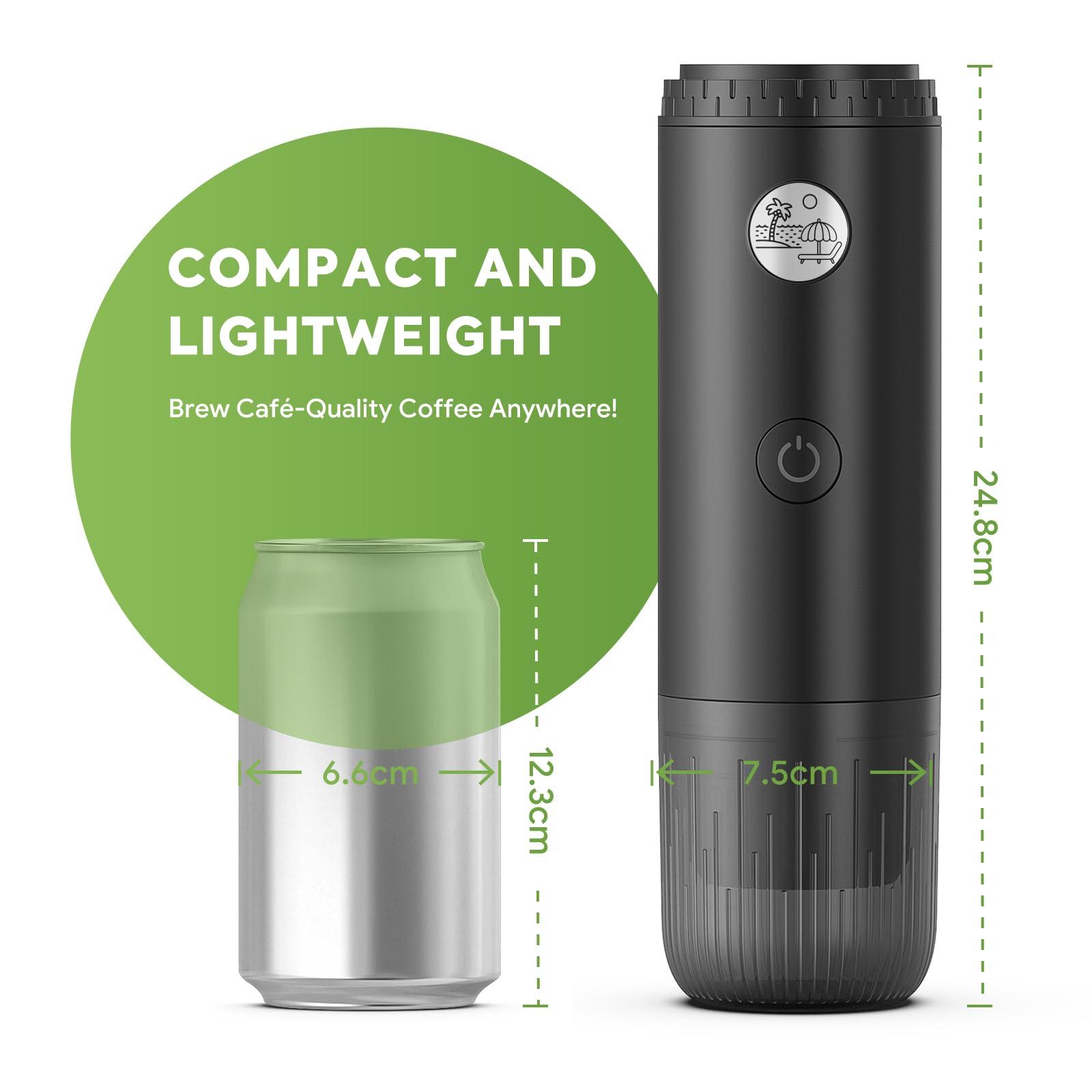Machine à expresso portable 3 en 1 à 19 bars avec chauffage automatique, compatible avec les capsules NS et DG ainsi que le café moulu pour le camping, la randonnée, les voyages et la maison (noir)
