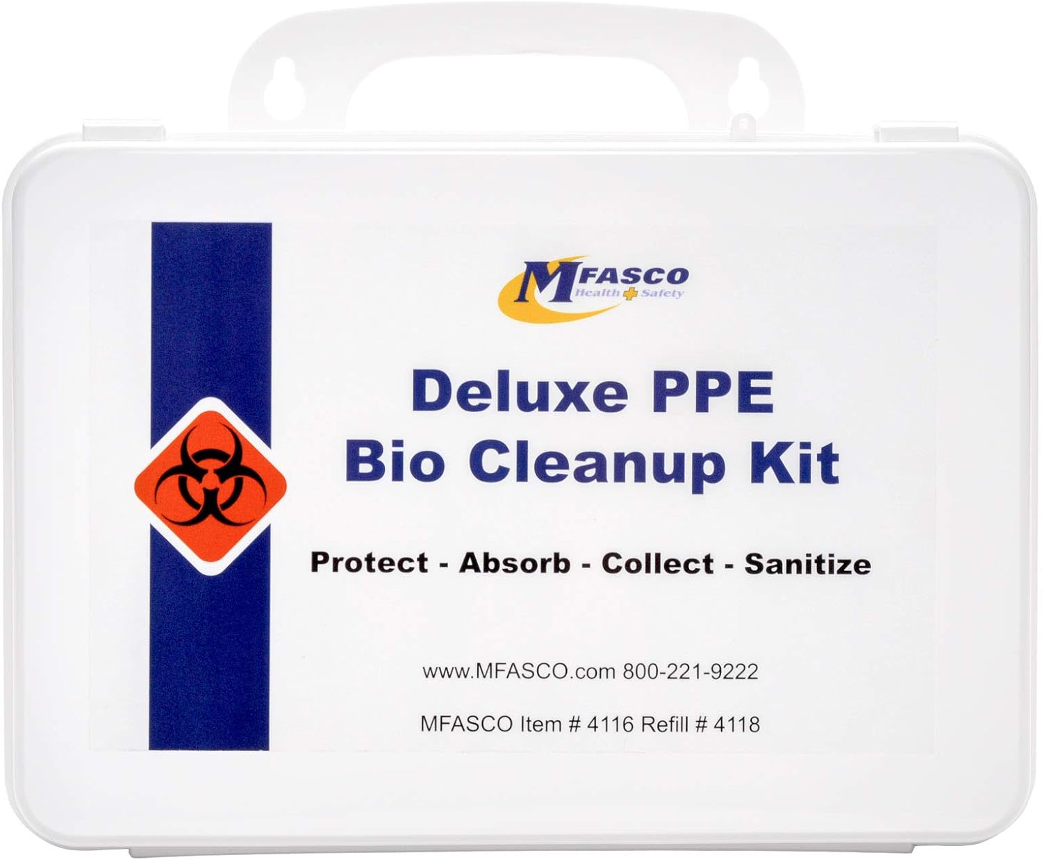 MFASCO Deluxe PPE Bio Cleanup Kit - Complete PPE & Bodily Fluid Clean-Up - Tailored for Workplace, Law Enforcement, Health Care, Nursing Home & First Responder Environments