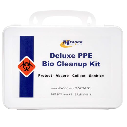MFASCO Deluxe PPE Bio Cleanup Kit - Complete PPE & Biohazardous Fluid Clean-Up - Tailored for Workplace, Law Enforcement, Health Care, Nursing Home & First Responder Environments