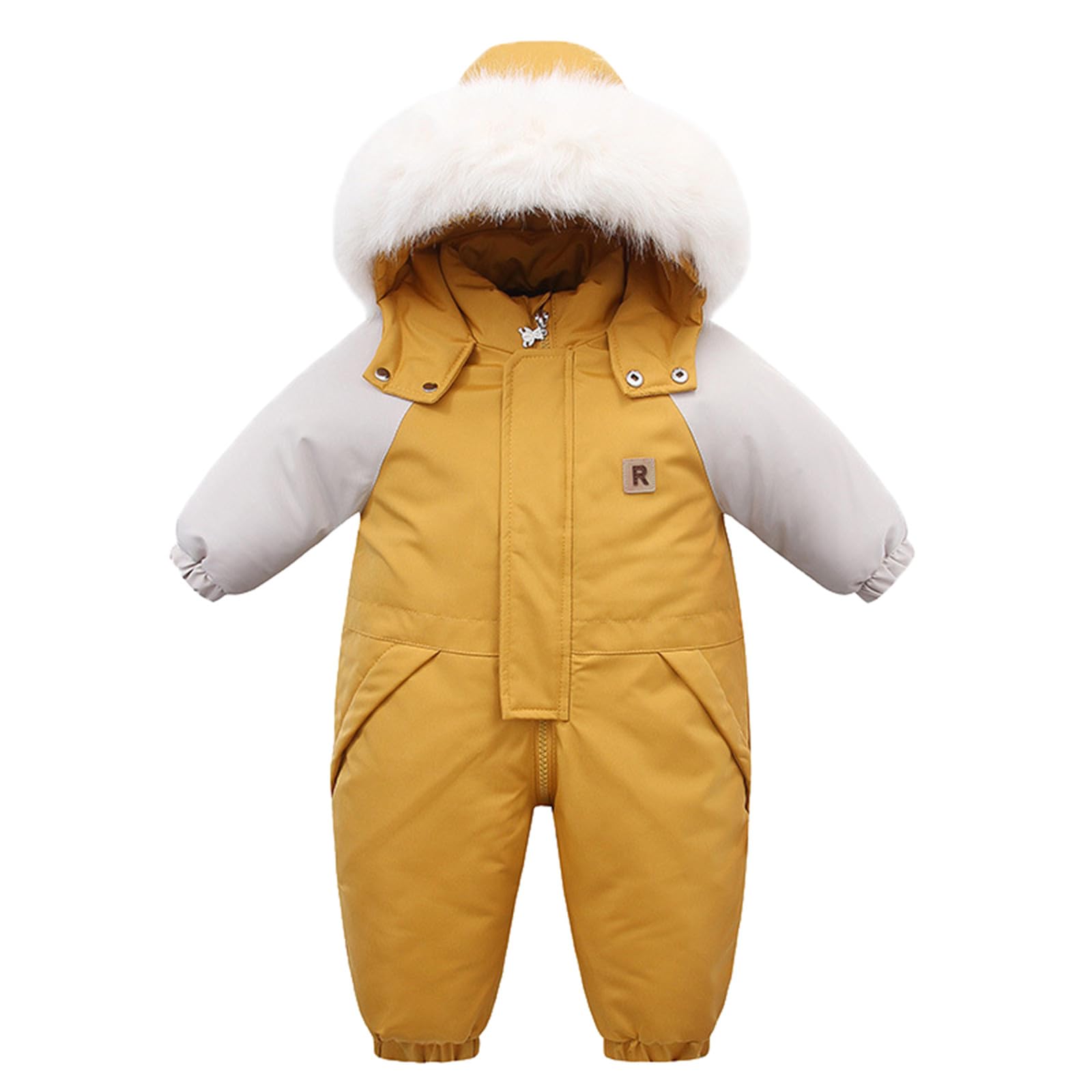 Generisch 2026 Bebé Niños Niñas Invierno Espesar Con Abrigo Chaqueta Traje de Nieve Niño a Prueba de Viento Cálido Mono Outwear Nieve Vestir, amarillo, 2-3 años