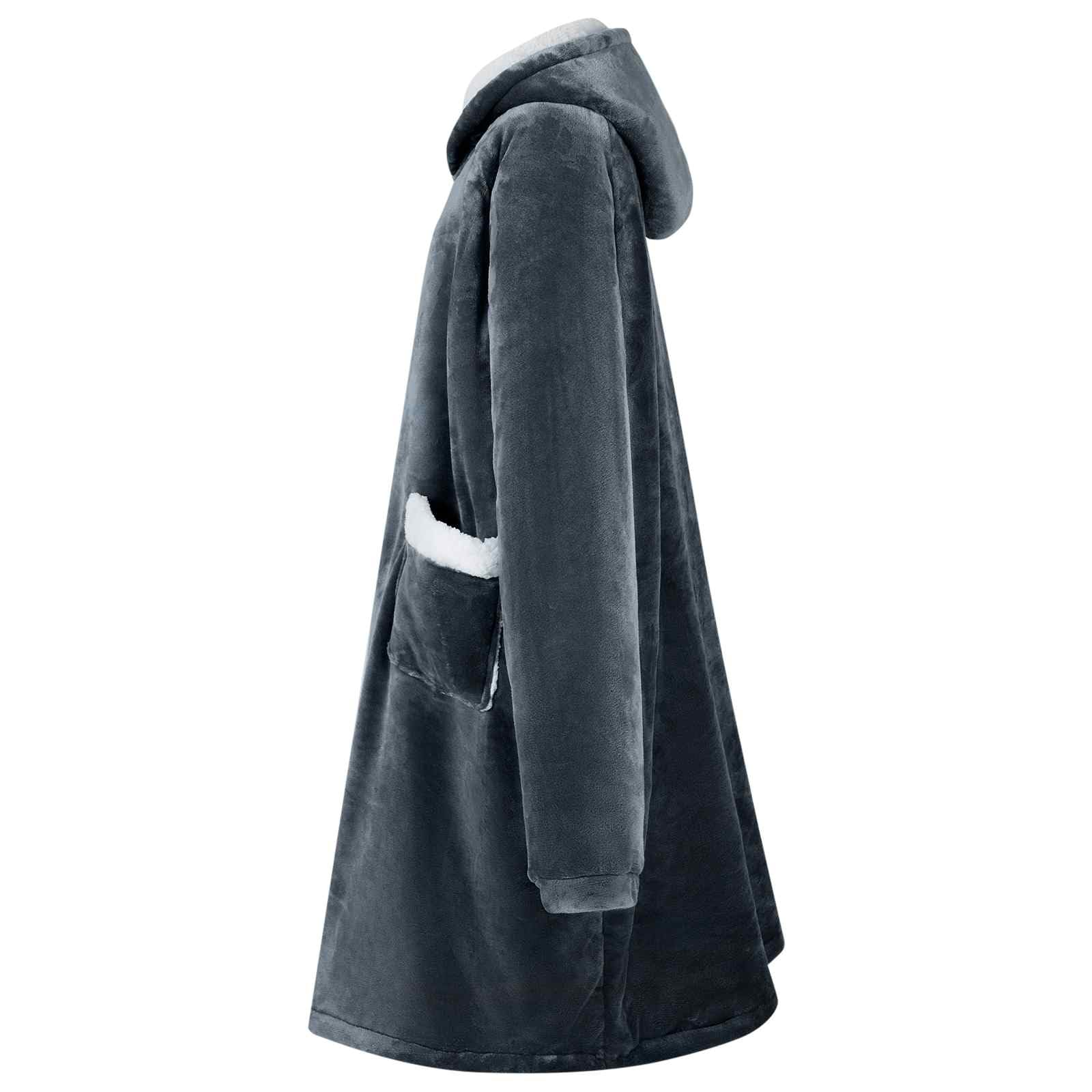 Bluza z kapturem, granatowa, L polar i flanela, przytulna odzież domowa do relaksu i komfortu w pomieszczeniach, idealna na sofę, do spania, podróży i przytulnych wieczorów