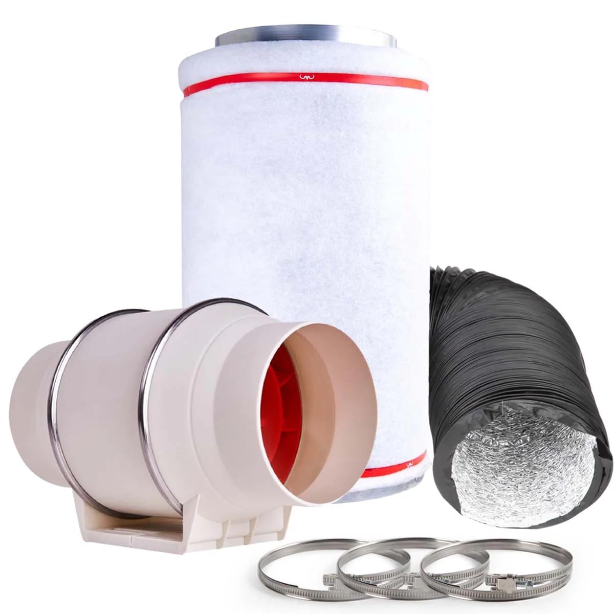 Mammoth TT Extraction Kit with Carbon Filter – 4", 5", 6", 8", 10", 12" – Twin Speed Fan + Filter + Ducting for Grow Rooms & Tents – Hydroponic Ventilation & Odour Control (8 Inch Kit)