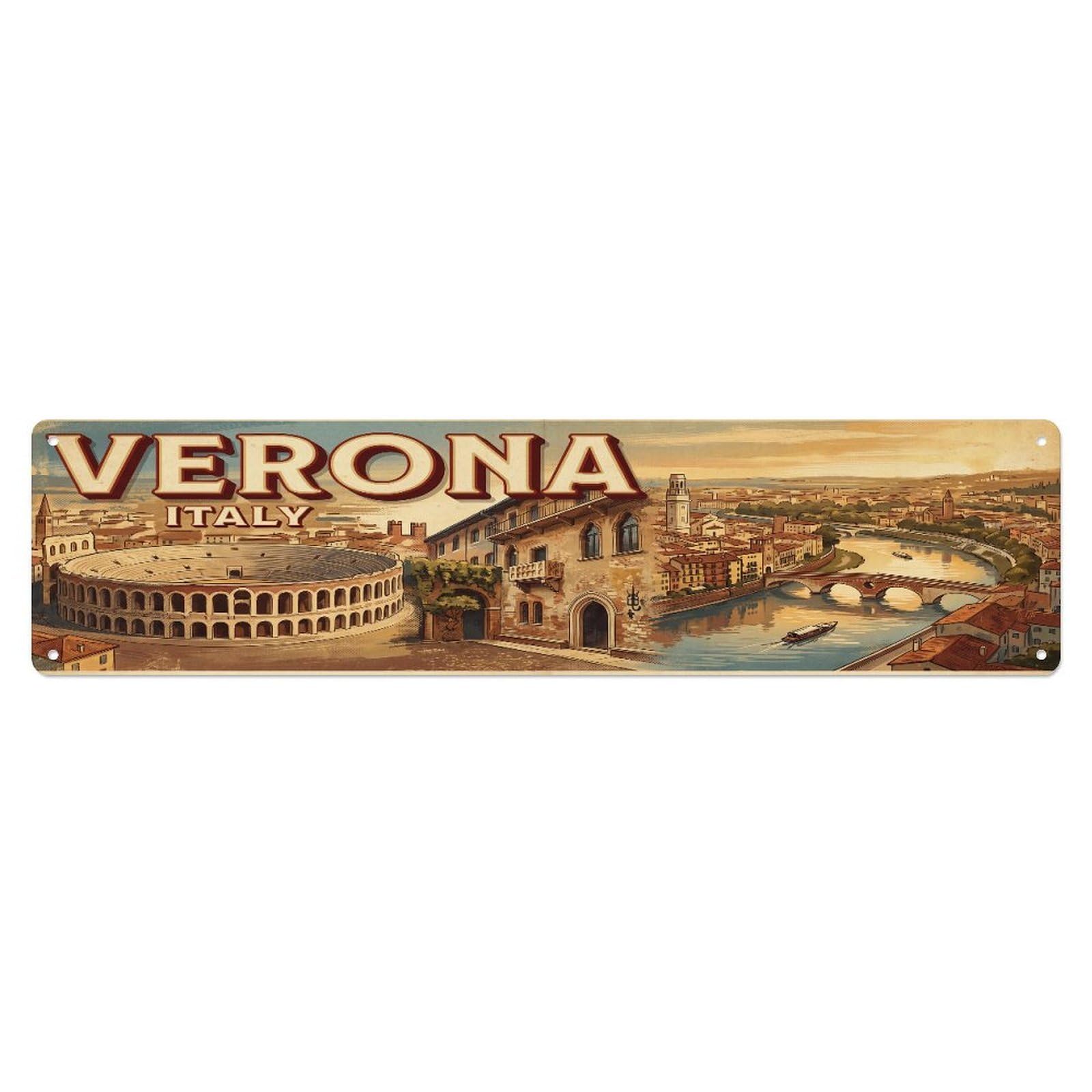 Tgrcjimh Style Metal Tin Sign Retro Travel Italy Verona