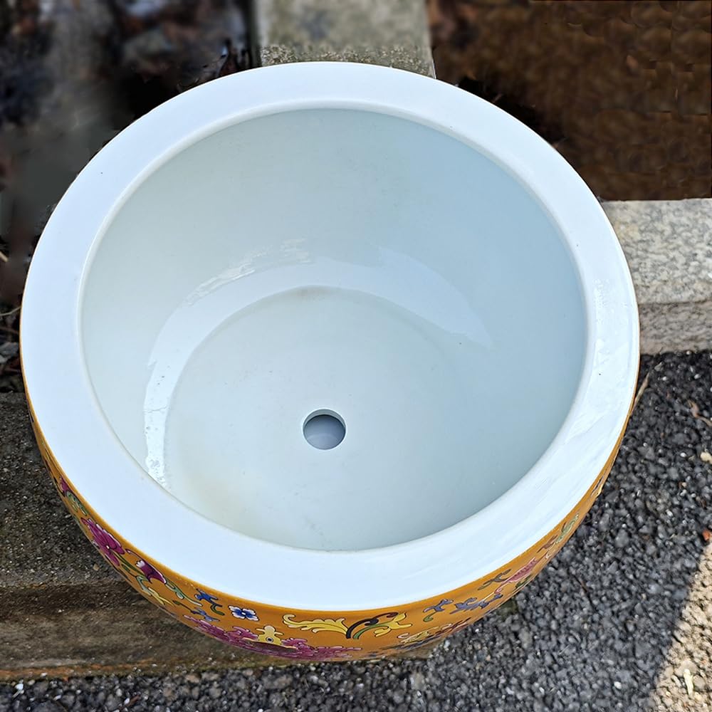 Doniczka na rośliny chinoiserie, róg obfitości do roślin pokojowych, orientalna doniczka na rośliny, orientalna porcelana chińska, azjatycka keram (nie perforowana – 21 cm x 13 cm)