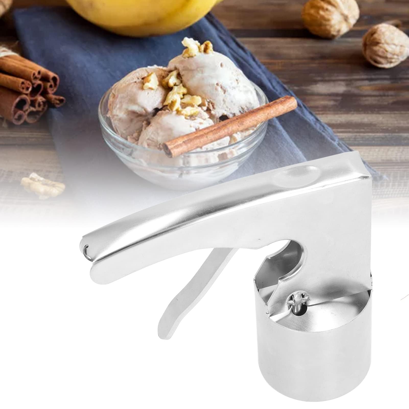 Cuillère à glace en acier inoxydable avec gâchette - Ustensiles de cuisine faciles à utiliser