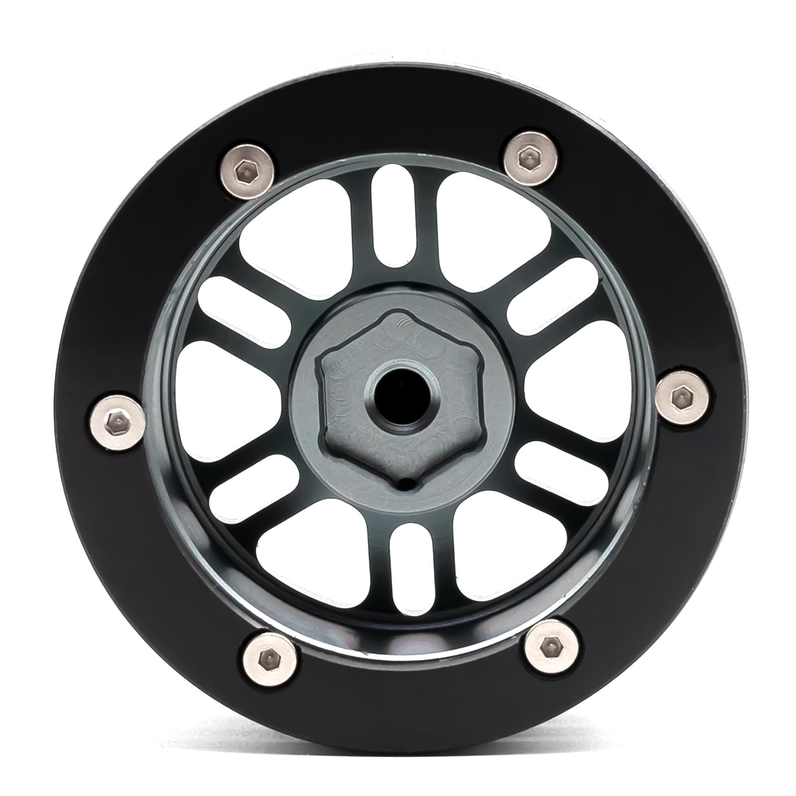 4 Cerchi Ruota Beadlock 1.9 Per RC Crawler 1/10 - TRX4 SCX10 D90 TF8 Gen8 - Neri In Lega