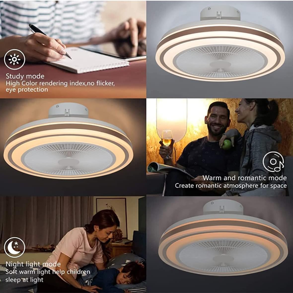YUNZI RGB Ventilatore Da Soffitto Con Luce E Telecomando Camera Da Letto Plafoniera Ventilatore Soffitto E Cassa Bluetooth Ventilatore Soffitto Con Luce Wifi Moderno 50CM*20CM