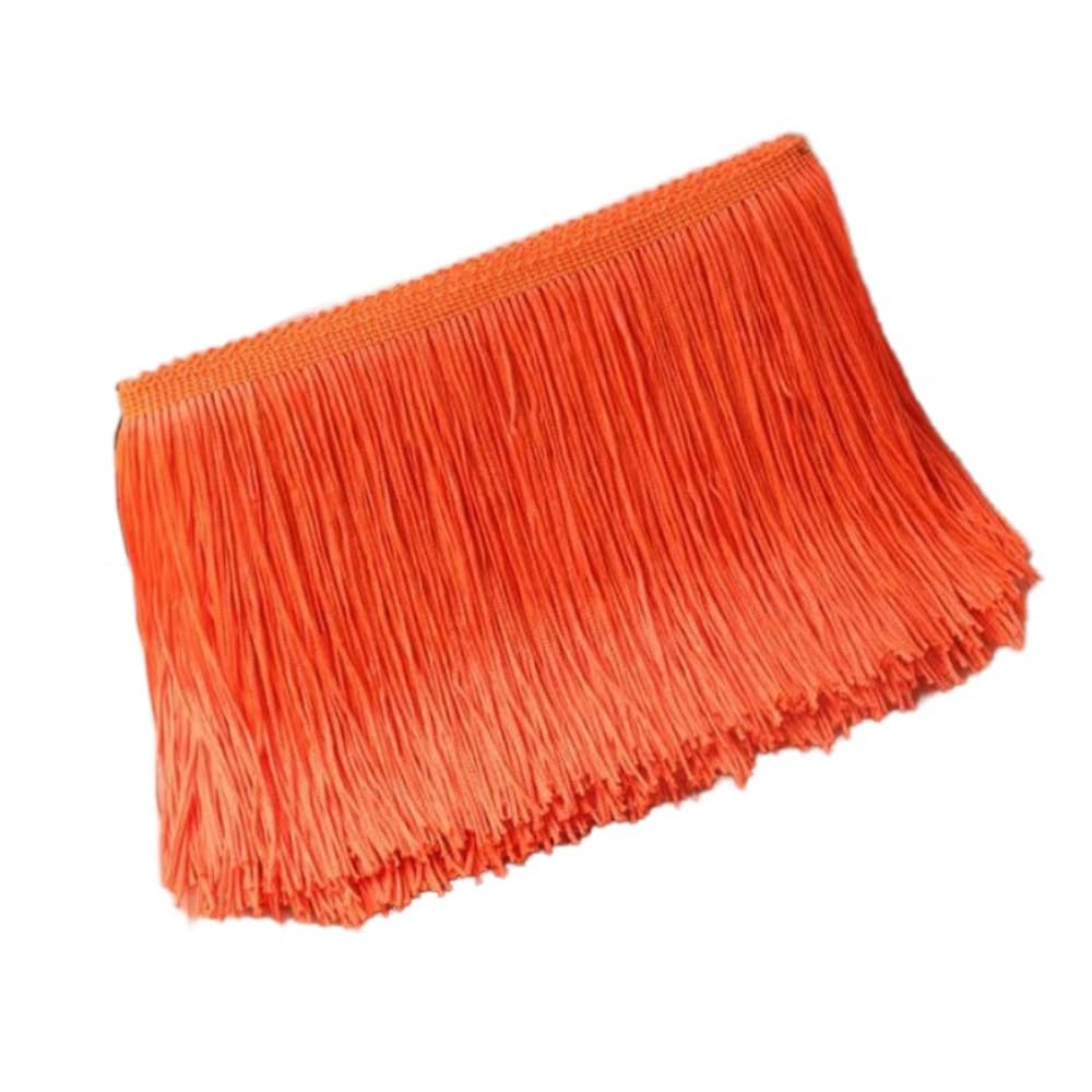 Blausky 20 cm x 2 m Wide Tassel Fringe Trim Dance Fringe Cut Fringe Silky Fringe Ribbon Decorative Ribbon Fringe Trim Ribbons for Sewing, for Latin Dress Lingerie Curtains, Orange A