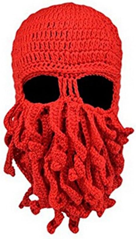 Octopus Beard Hat, Funny Tentacle Octopus Squid Beanie Cap Winter Warm Knit Hat for Men & Women