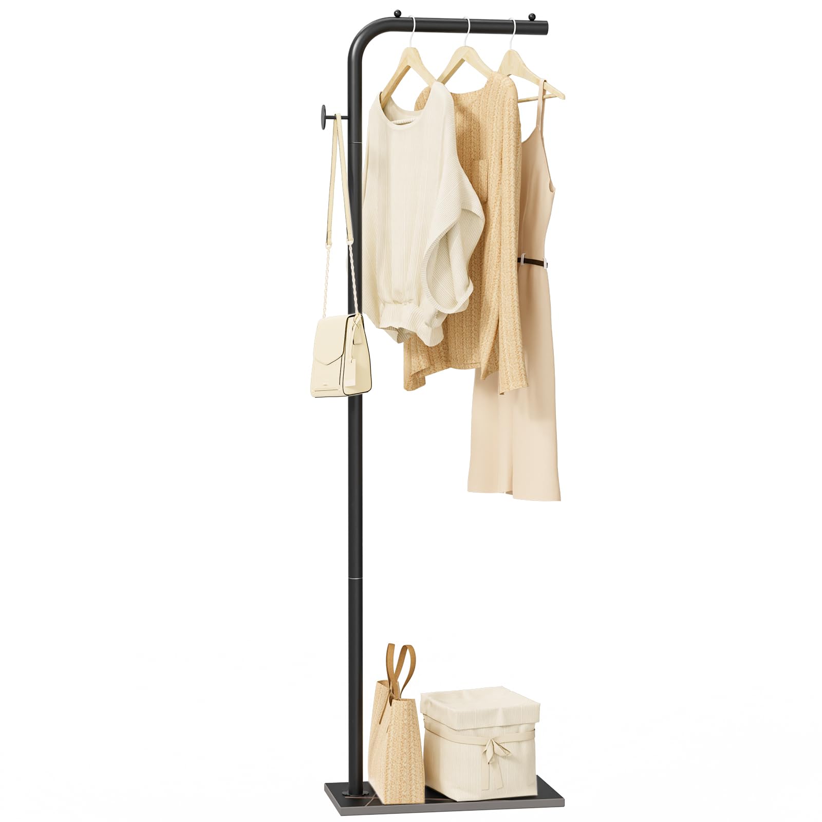 OUTBROS Coat Rack Portable L-shaped Clothes Rack with Hook Modern Hanger Sturdy Freestanding Metal Clothing Rack Used in