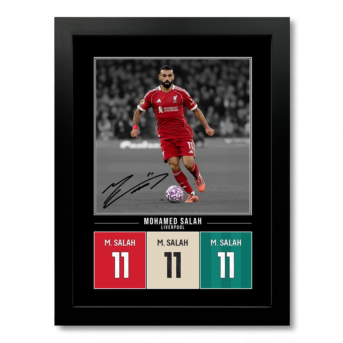 Mounted Gifts Trading A4 Framed & Mounted Black Mohamed Mo Salah Liverpool Signed Photo Poster Print Picture Display Framed Autograph Memorabilia For Football Fans Gift Egypt (A4 Framed & Mounted Black)