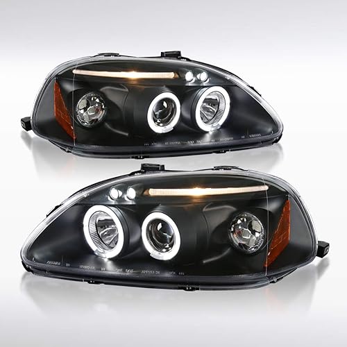 Miniatura 1 de AUTOZENSATION Compatible con faros delanteros Honda Civic 234DR 1996-1998, color negro, L + R Pair