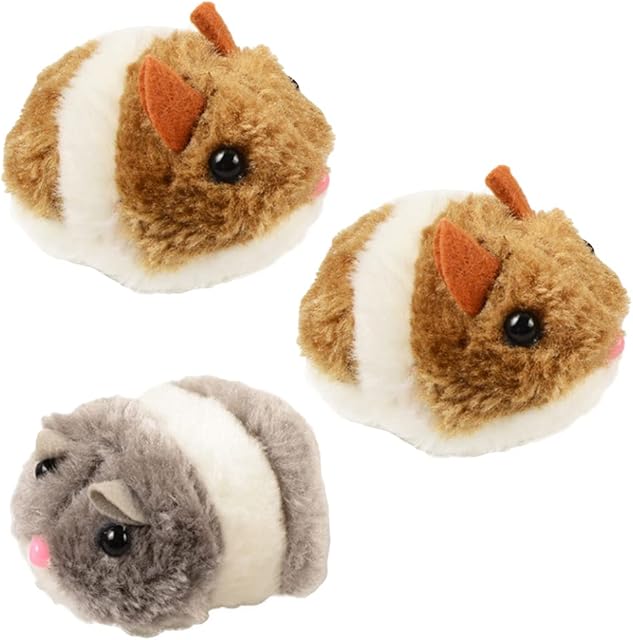 3 Pcs Cat Interactive Toys Cat Chaser Toys Cat Toy Plush Mouse Moving for Kitty and Cats, Play Supplies