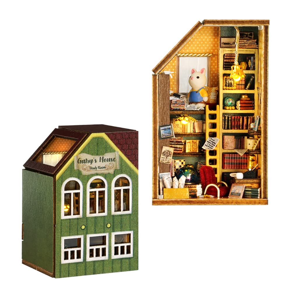 Mini 3D Wooden Doll House Craft Model with LED,DIY Miniature and Furniture Dollhouse Kit,Creative Room Idea for Valentine's Day Birthday Gift (Gary's Collection Room)