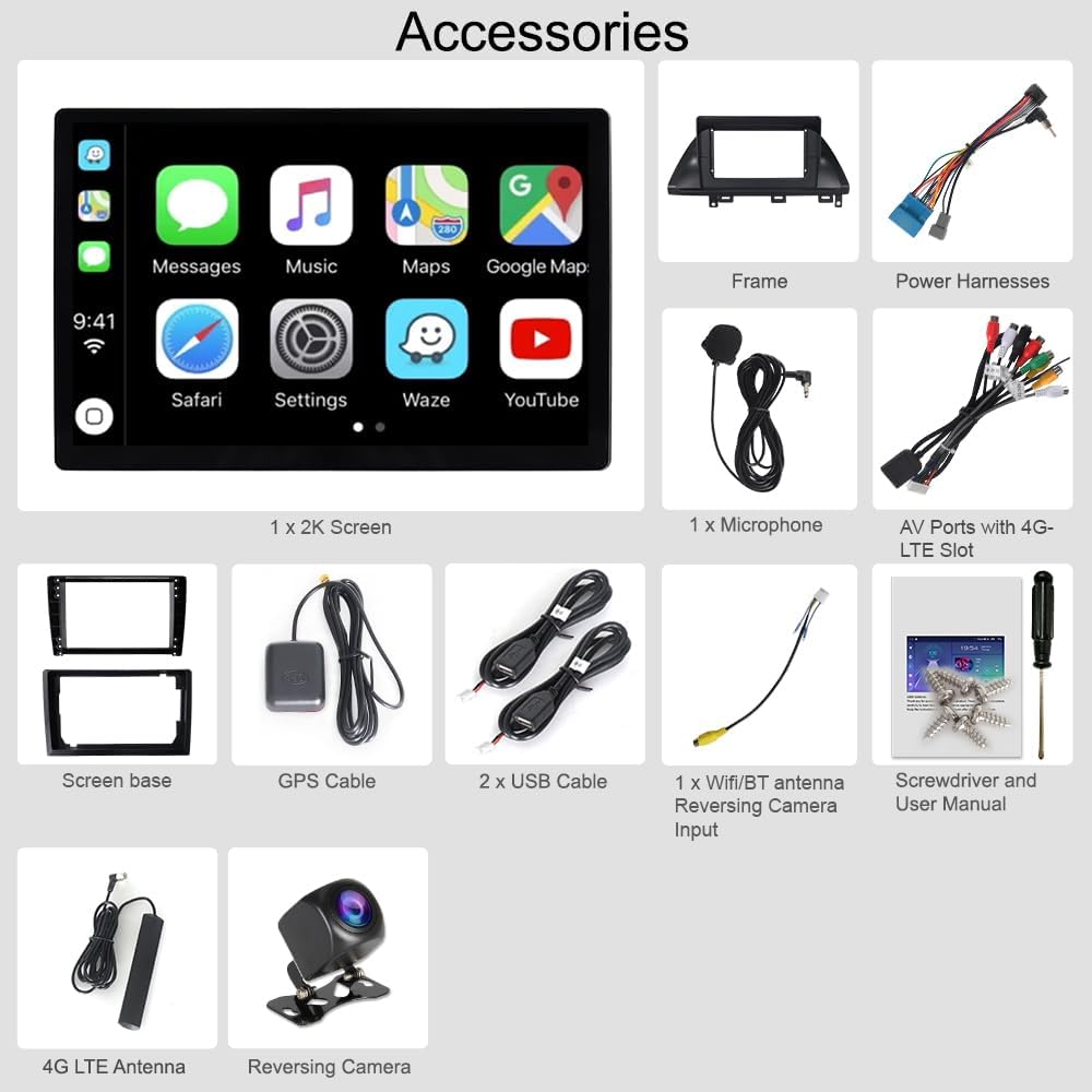 13.1 Inch 2K QLED Touch Screen Android Car Stereo for Honda Odyssey 2005-2010 - Wireless CarPlay & Android Auto, GPS Navigation, Plug and Play Upgrade - 1980x1200 Radio for Honda Odyssey Accessories