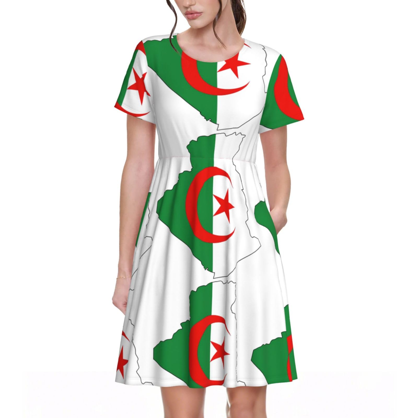 Robe midi drapeau algérien fluide pour vos vacances d'été - 8