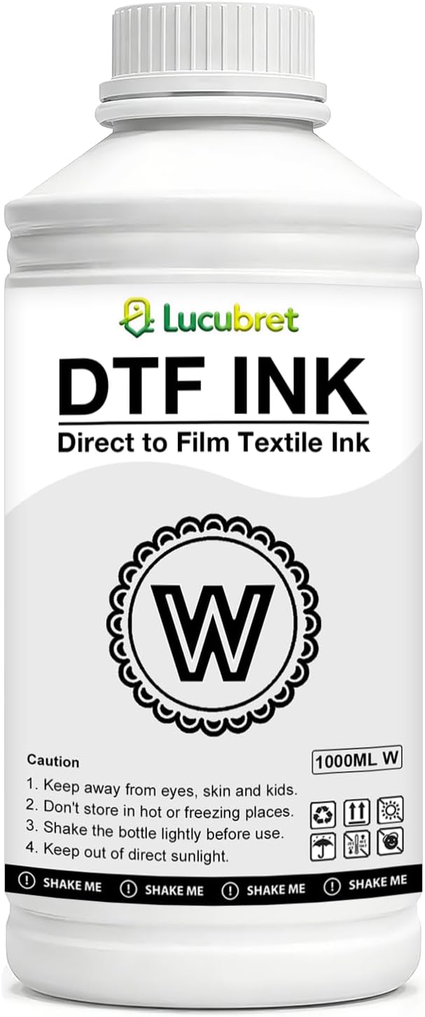 Premium DTF White Ink 1000ML - DTF Transfer Ink for PET Film, Pigment Ink Refill for DTF Printers L1800 L800 R1390 I3200 XP-15000 DX5 DX7 5113, Heat Transfer Printing Ink Direct to Film (33.8oz)