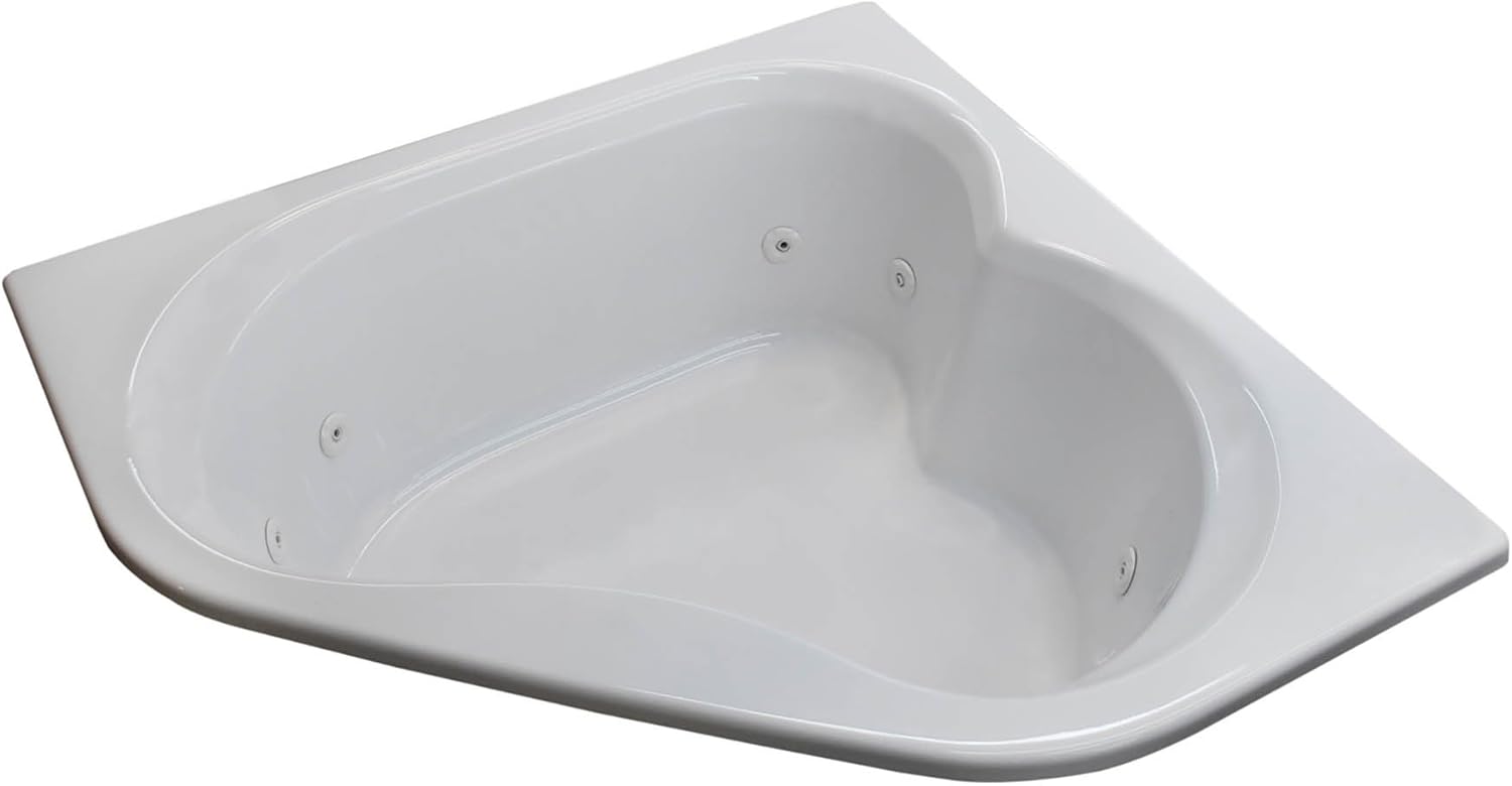 Bellini 60 x 60 Corner Whirlpool Jetted Drop-In Bathtub with Center Drain - Left Pump