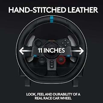 Logitech G29 Driving Force Racing Wheel and Floor Pedals, Real Force Feedback, Leather Steering Wheel Cover for PS5, PS4, PC, Mac - Black (Renewed)