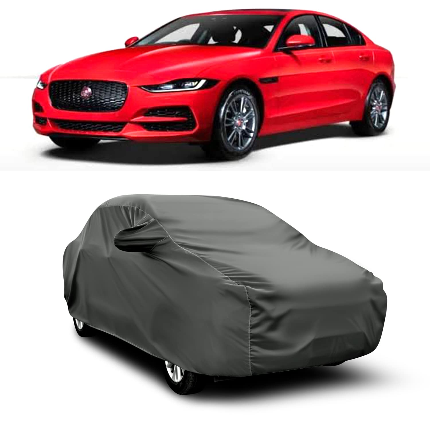 AOSIS® 100% Waterproof Car Body Cover Compatible with Jaguar XE with Mirror Pocket | 3 Layered Thick Fabric | 100% Rain Proof | Weather Proof | Dust Proof (Grey)-picture-17