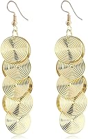 YasiIm Boho Large Double Circle Dangle Drop Earrings - Geometric Statement Handmade 14K Gold Plated for Women