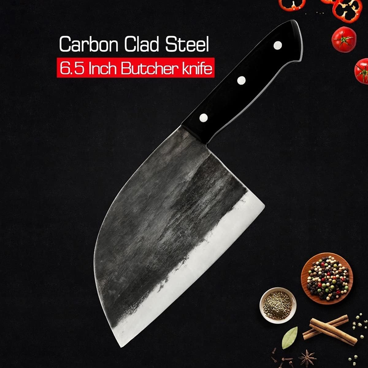 MAYiT Meat Cleaver Knife, Hand-forged processing high-carbon composite steel meat cleaver full Tang handle kitchen cooking kitchen knife meat cleaver