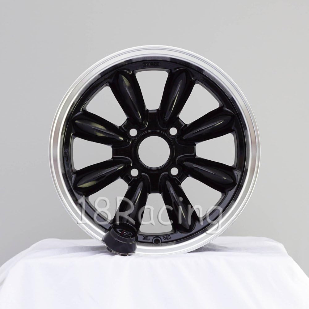 4 PCS ROTA RB WHEELS 15x7 PCD: 4x114.3 OFFSET:4 HB:73 BLACK WITH POLISH LIP
