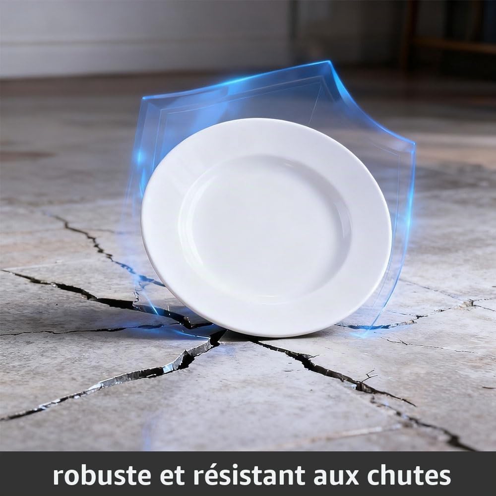 6 Pièces Assiettes à Pâtes, 23cm Mélamine Assiettes Creuses, Reutilisable Assiettes Plates, Assiette à Soupe pour Nouilles,Laitue, Plats, Soupes, Réutilisable, Blanc