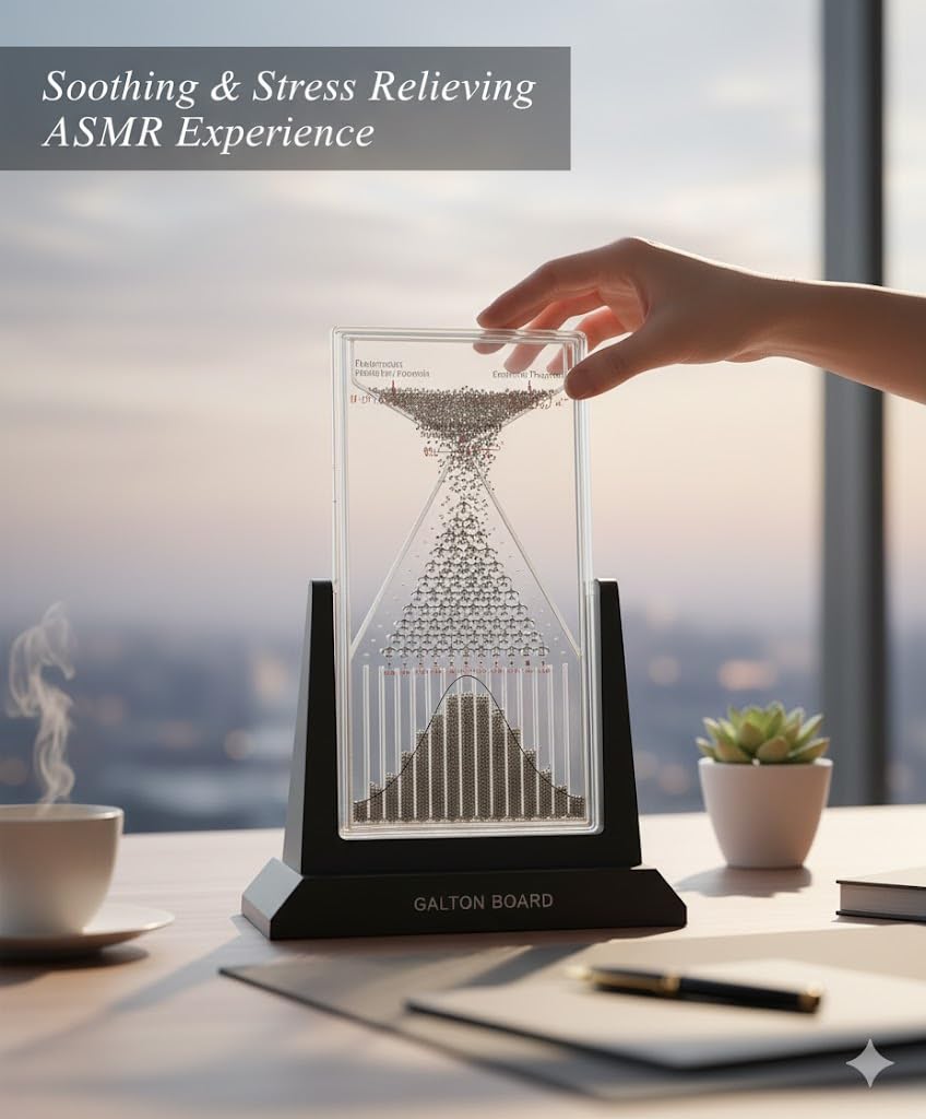 Galton Board Probability Demonstrator -12.6in Visualize Normal Distribution & Bell Curve Desktop Science Ornaments& Pascal’s Triangle Math Tool STEM Educational Gift for Teachers, Investors & Geeks