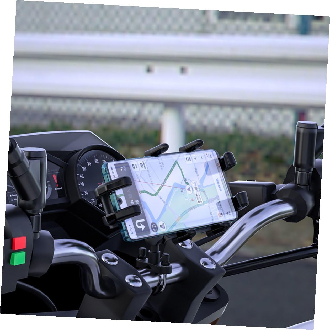 Motorbike Phone Mount Aluminum Alloy Handlebar Phone Support GPS Navigation Bracket for Electric Scooter and Motorcycle Riders