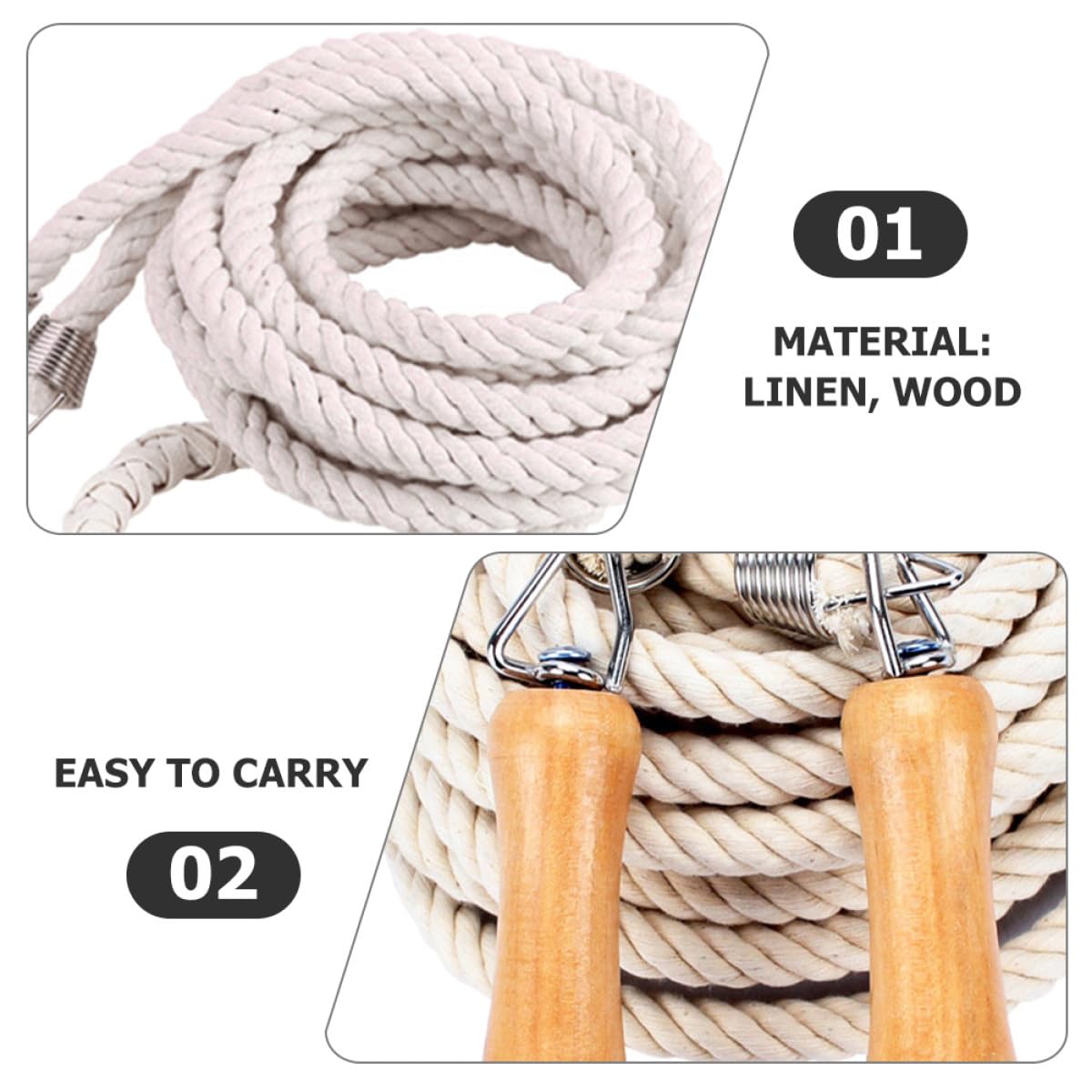 ORFOFE Cuerda para Saltar de Lino Mango de Madera, 7 Metros para 5-7 Personas, Cuerda de Resistencia Grupal para Ejercicio al Aire Libre y Clases de Fitness