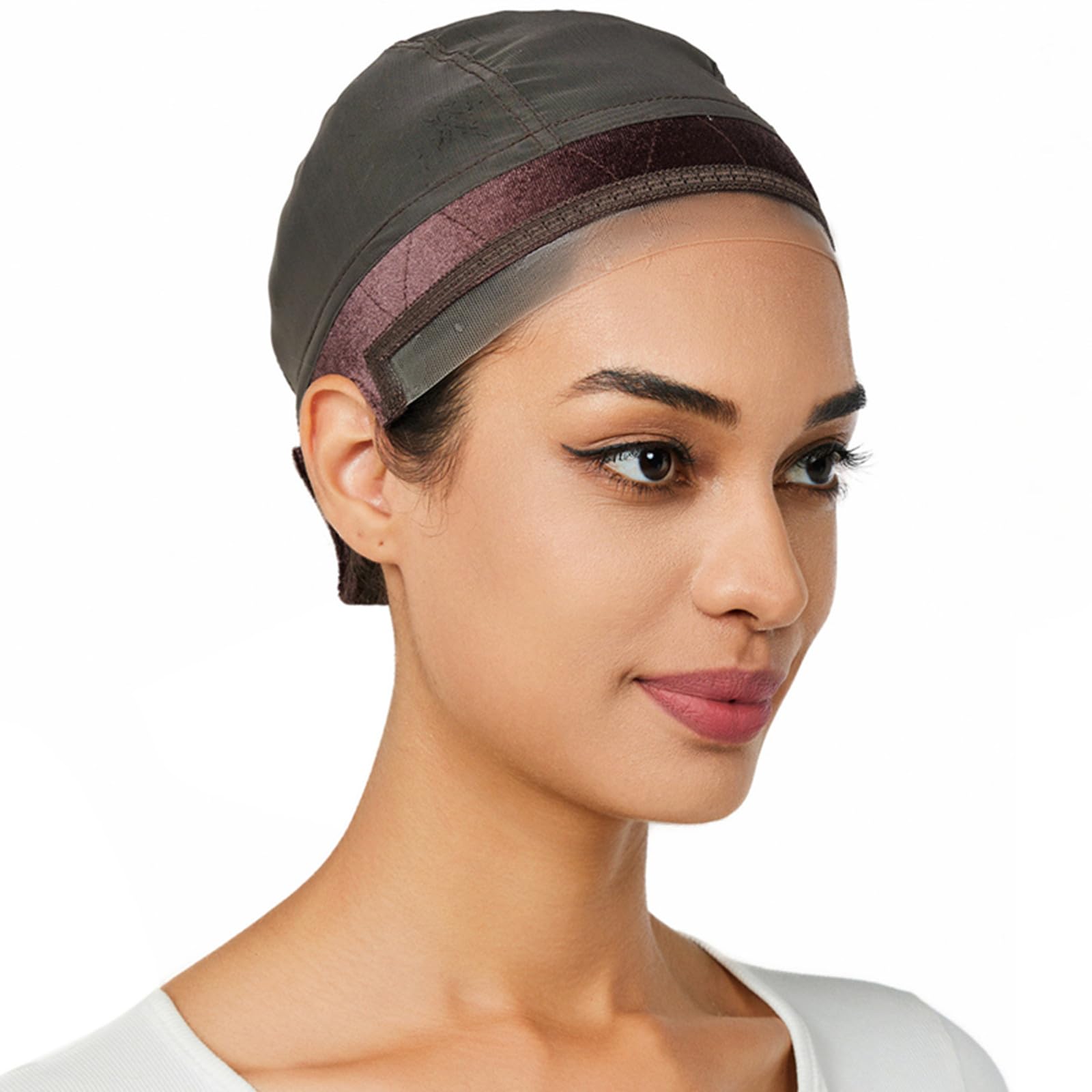 Wig Cap for Women,Wig Grip Cap for Keeping Wigs in Place,Non Slip Caps with Velvet Grip Band Make Your Wigs Be Glueless(Brown,M)