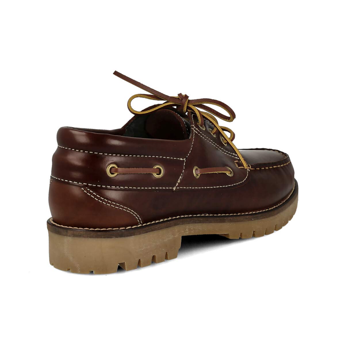 Zapatos Náuticos Timber de Piel Seahorse Engrasada Hombre 3-Ojales Piso Goma Caramelo Negro
