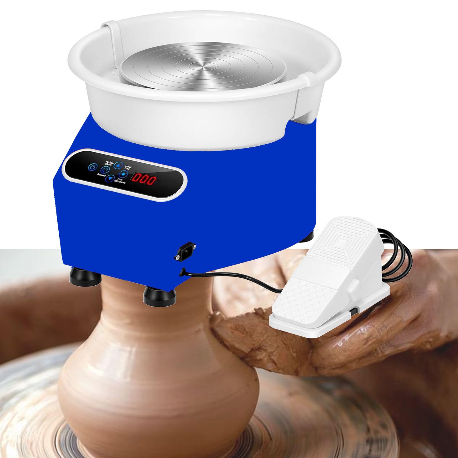 FBJAMZ Pottery Wheel Machine,with Touch Screen,Ceramic Clay Tool Kit, Forward Reverse Rotation,Piece Accessories, Ideal for Beginners Artists (Blue)