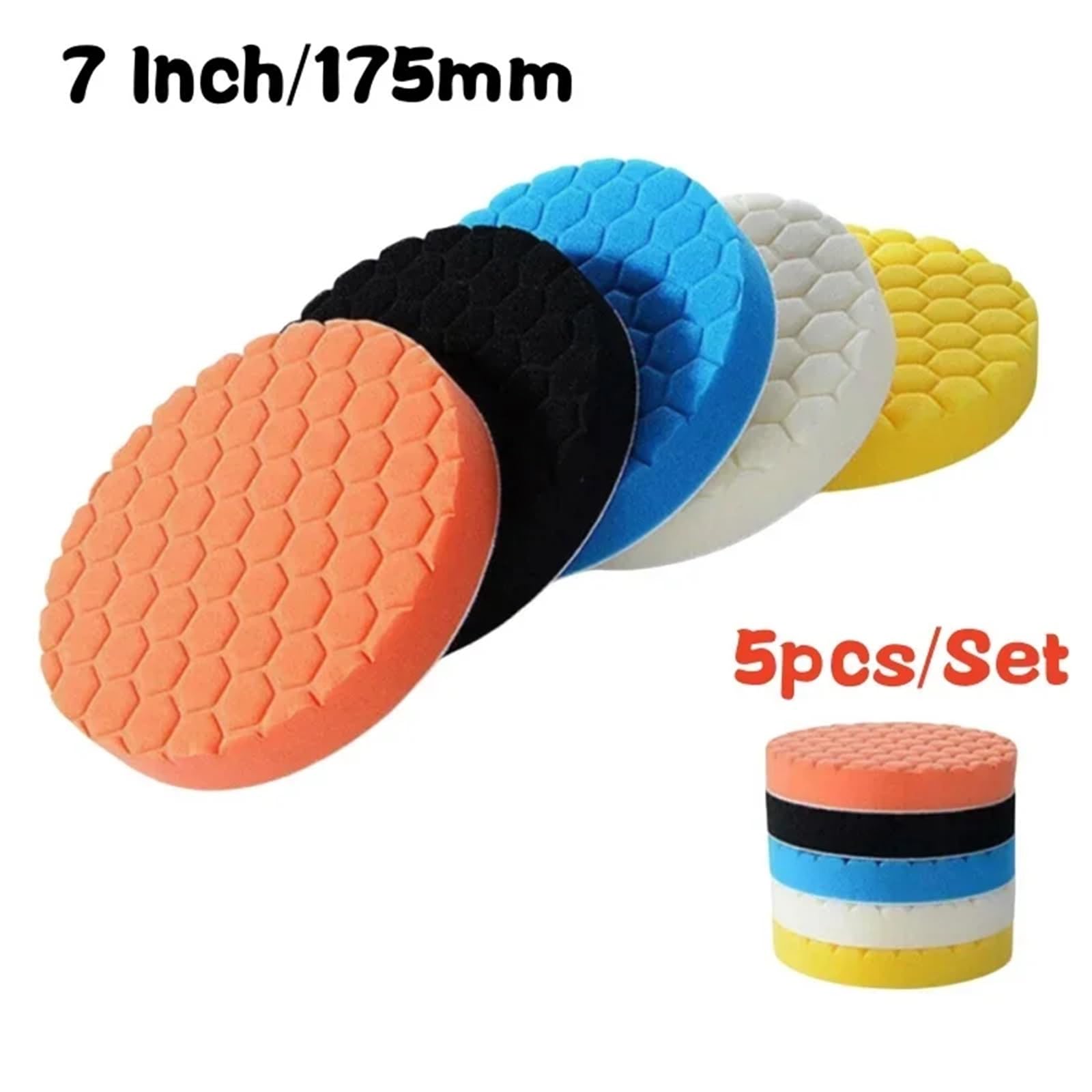 Kit de polissage de voiture 5 pièces - Éponge de polissage autocollante pour métal, verre, pierre (17,8 cm)