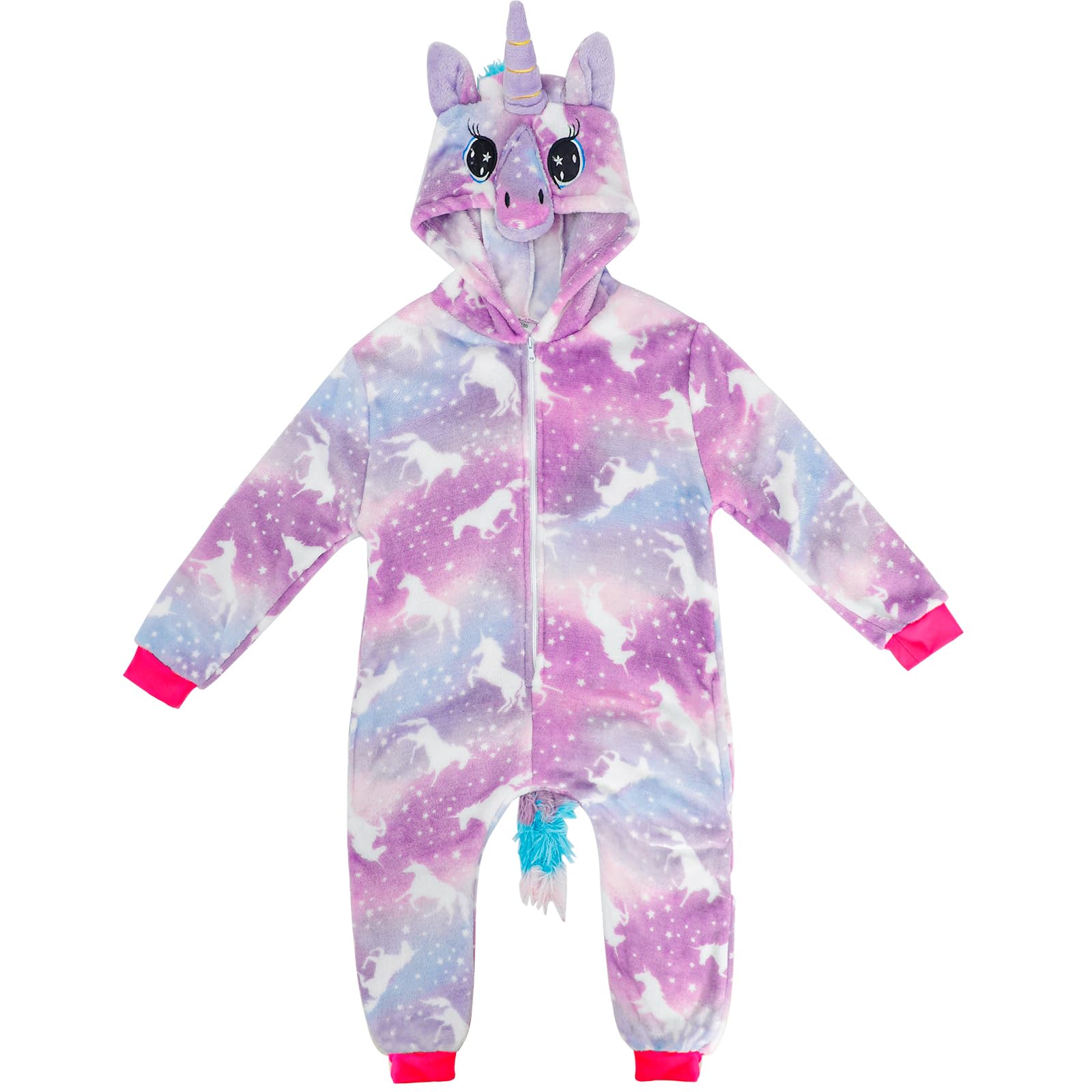KAKU NANU Pigiama Intero Unicorno Bambina 2 a 10 Anni,Bambini con Cappuccio Flanella Unicorno Bambina Regalo