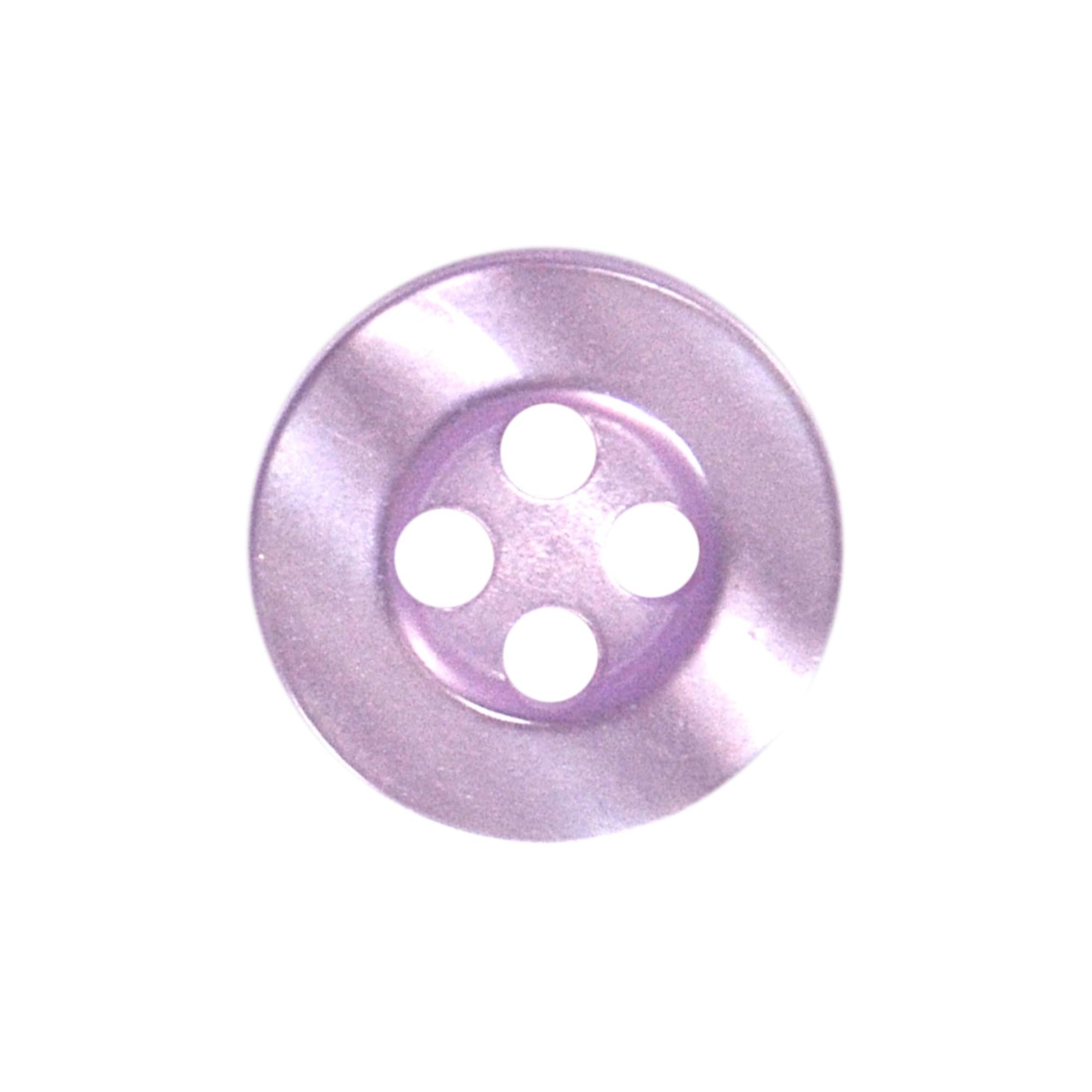 11mm Round Sew On Plastic Buttons for Shirts & Blouses - Pearlescent, Flat with 4 Holes, 18L - Pack of 20 - Lilac