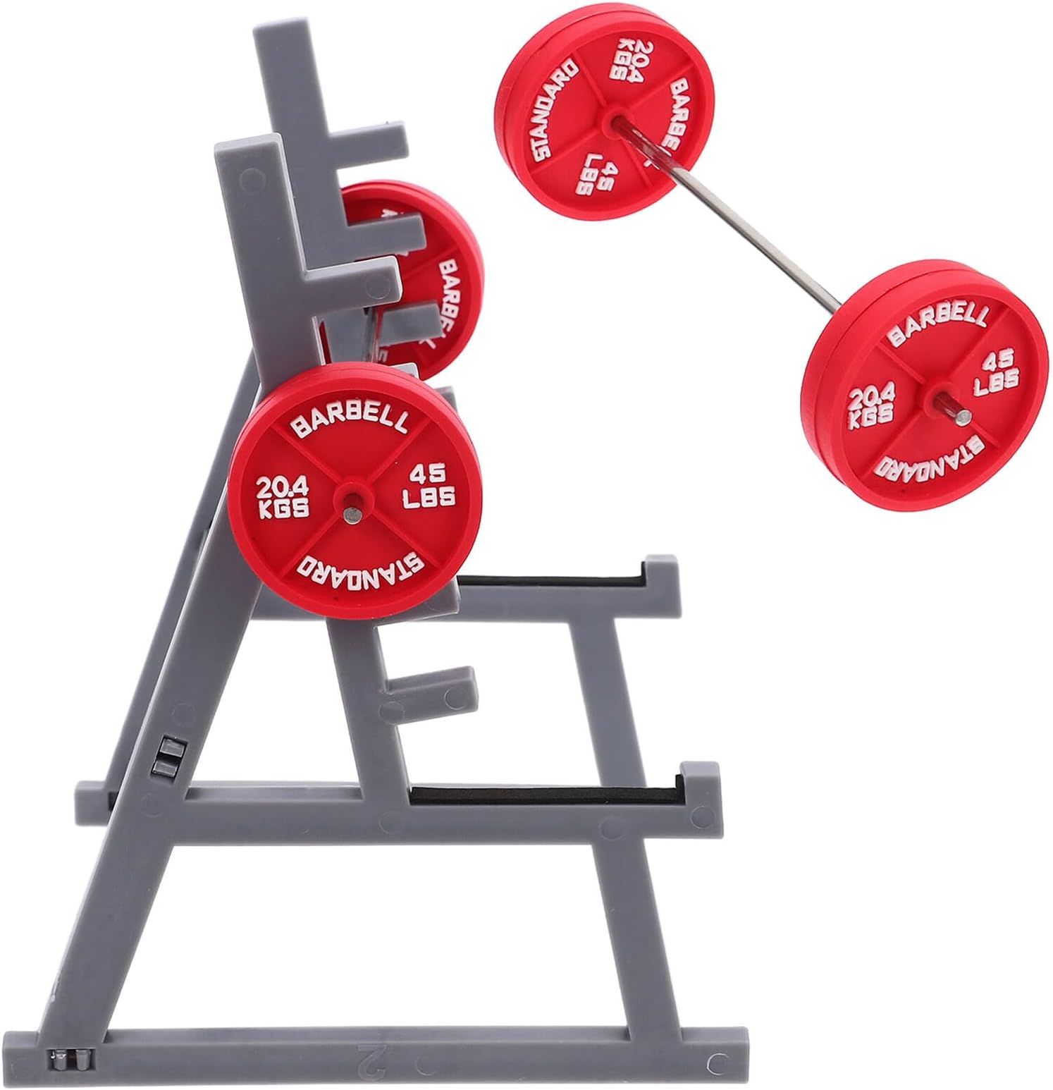 Mini Barbell Rack Pen Holder 3Pcs Set with Dumbbell Red Weights Gym Theme Desk Organizer for Men Fitness Enthusiasts Office Accessories
