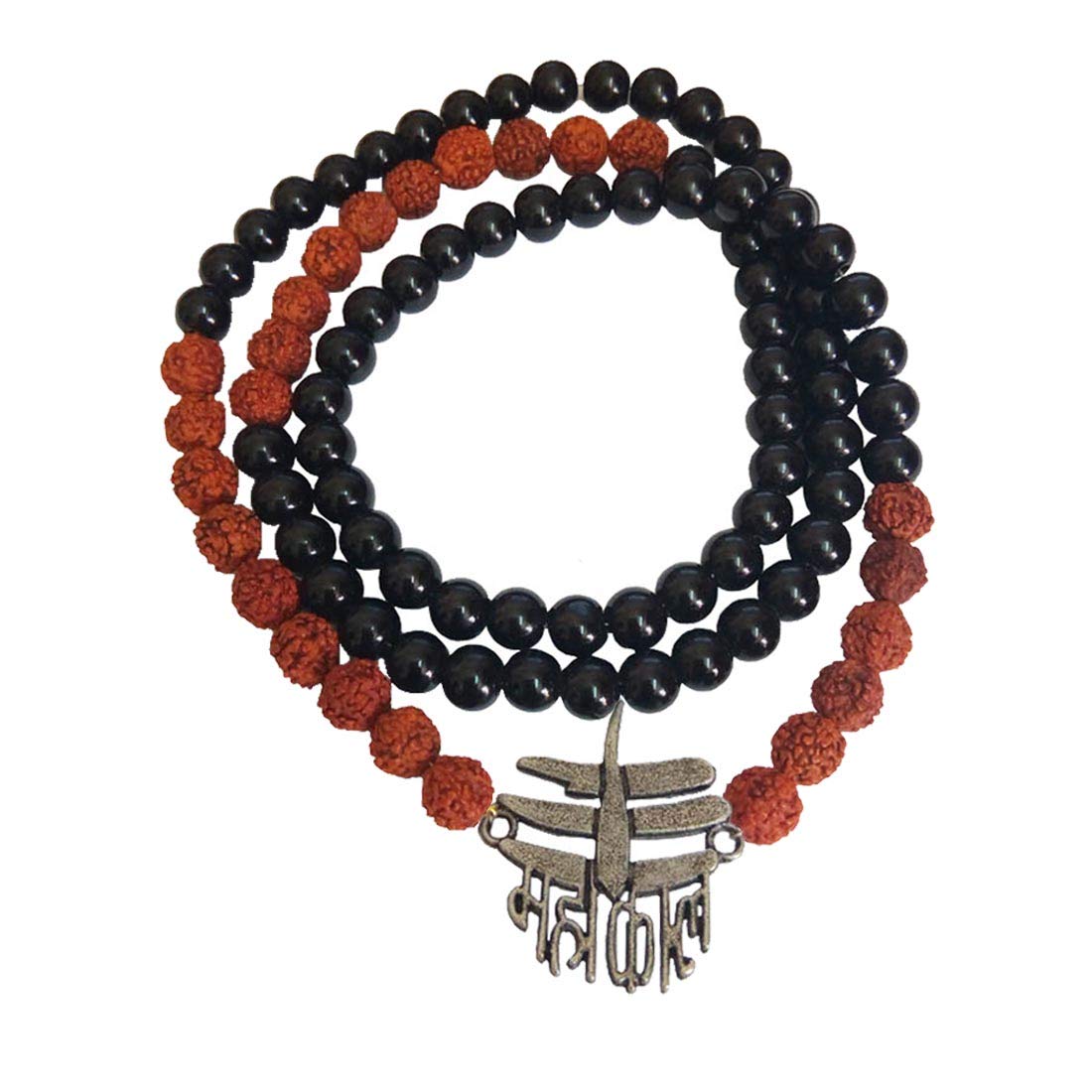 RICH AND FAMOUSMulticolour Mahakal Shiva Rudraksha Black Beads Mala for Men & Boys