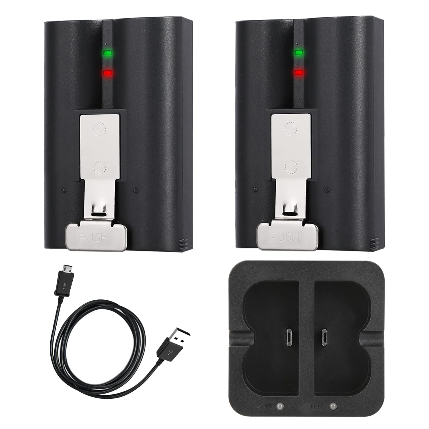 Batterie V4 Compatible Ring Doorbell & Cameras - Pack 2 Batteries Rechargeables 6040mAh Avec Chargeur USB